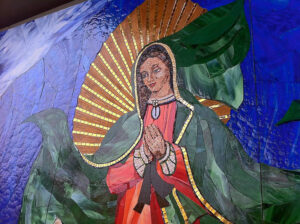 surfing madonna detail of mosaic